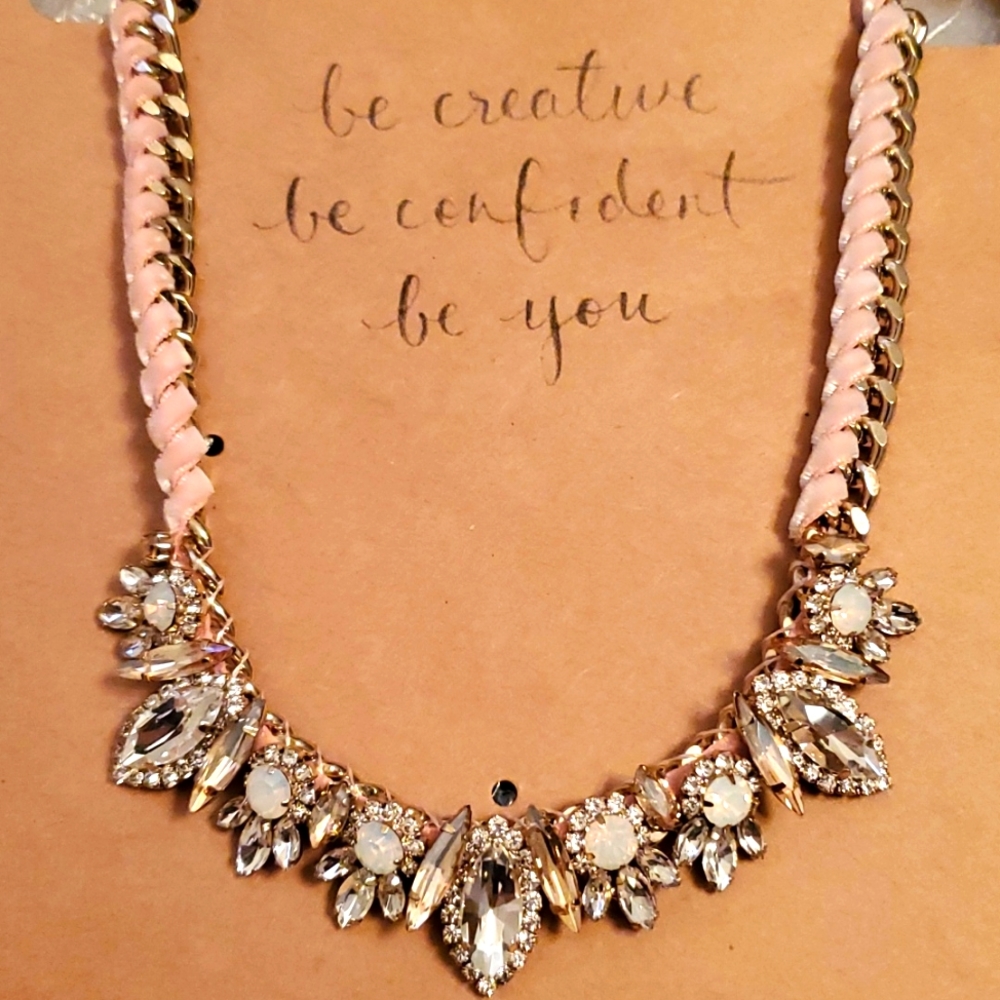 C+ I vintage gold Jolie Topaz and pink necklace with opal details. Gorgeous!
